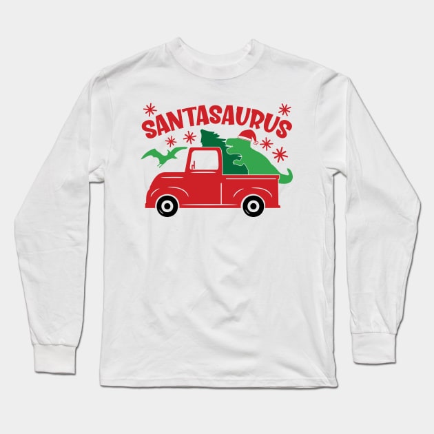 SantaSaurus Truck BaileyAndGinger Long Sleeve T-Shirt by AMER.COM